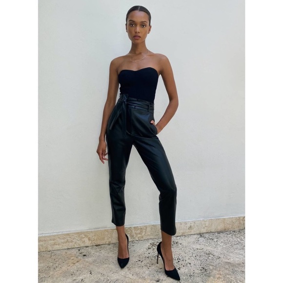 Aritzia Pants - Aritzia Babaton Vegan Leather High Waist Belt Pant